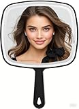 Stianiiie Multi-Purpose Handheld Mirror with Distortion-Free Reflection Salon Barber Hairdressing Mirror Square Black 26.5X19cm