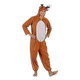 EraSpooky Christmas Reindeer Adult Costume Elf Fancy Dress Unisex Deer Animal Onesie Party Jumpsuit L