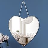 QMDECOR Heart Shaped Mirror With Iron Chain for Wall Decor 12x12 Inch - Wall Hang Real Glass Frameless Decorative Glam Mirror