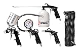 Bimson Power Gravity Spray Gun Kit – 5 Piece Air Tool Set with Tyre Inflator, Air Blow Gun, Wash Gun & 5m Hose – Compatible with Air Compressors – Ideal for Car, Fence, Decking, DIY & Workshop