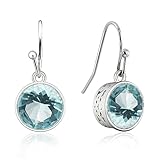 Silver Aquamarine Dangle Earrings for Women Blue Birthstone Earrings Crystal Drop Earrings Hypoallergenic Handmade Jewellery for Gifts