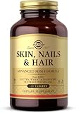 Solgar Skin, Nails and Hair, Improved MSM Formula, To Help Build Collagen With Vitamin C, Vegan, Light Brown, Pack of 120, 310 g