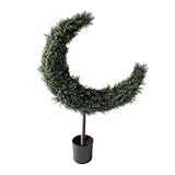 Artificial Crescent Moon Topiary Tree Ramadan Eid Mubarak Decoration Potted Faux Green Plant for Islamic Festival Indoor Home Christmas Decor (126cm/49inch)