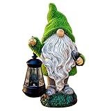 TERESA'S COLLECTIONS Garden Ornaments Outdoor, Lovely Green Gonks with Solar Lantern, Waterproof Resin Gonks Ornaments, Garden Decorations, Gifts for Mum Mothers Day, Indoor Outdoor 20.2CM