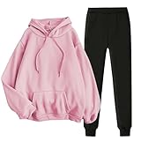 coord Sets for Women UK,Womens Tracksuits Full Sets Jogging Suits Oversized Hoodie Sweatshirt Wide Leg Jogger Trousers Casual Tracksuit Set Lounge Wear Co Ord Sets Workout Gym Outfits,1-Pink XXL