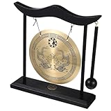 ERINGOGO Antique Gong with Mallet Vintage Chinese Style Desktop Ornament Decoration for Office Study Traditional Handicraft with Crisp Sound and Hanging Rope