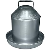 Poultry Drinker Traditional Drinker, 4.5L Capacity, Galvanised Steel with Handle for Hens, Ducks, Geese - One Gallon Chicken Drinker
