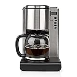 Ex-Pro 1.5L Filter Coffee Machine, 1000W Coffee Maker for up to 12 Cups, with Aroma Setting, Automatic Switch-Off, Anti-Drip, Keep Warm Function and Reusable Nylon Filter
