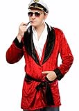 Struts Adult Mens Hugh Hefner Style Red Velvet Playboy Fancy Dress Smoking Jacket (Medium (40-42 chest))