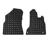 Lusso Floor Carpet Mats for Car | Tailored/Compatible to Fit Citroen Berlingo Van 2008-2018 onwards | Heavy Duty 3mm Rubber Car Mats | 2 fixing clips | 2-Piece Set (Black Edging)