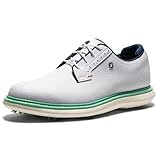 FootJoy Men's Traditions Blucher Golf Shoe, White/Aquamarine/Pageant Blue, 9 UK