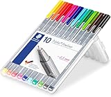 STAEDTLER 334 SB10 Triplus Fineliner Superfine Pen, 0.3mm Line Width - Assorted Colours (Desktop Box of 10)