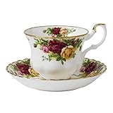 Royal Albert IOLCOR04698 Old Country Roses 2 Piece Gift Vintage Serving 1, with Bone China Tea Cup Floral Pattern, Fine, Teacup/Saucer Set