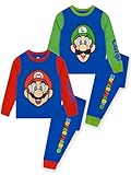 Super Mario Boys Pyjamas, 2 Pack Kids Pjs, Gaming Boys' Pyjama Sets, Mario Pyjamas, Blue 5-6 Years