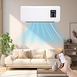 Wall Air Cooler,Ductless Air Conditioner,Multifuntional Wall Air Conditioner Fan with Remote Control,Portable AC Fan,2-in-1 Cooling Device Ideal for Bedroom,Home Office (White)