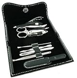 Sarome UK Manicure Mens Gents 8 Piece Gift Set in Black Leather Pouch MAN4