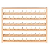 Kurtzy 60 Spool Wall-Mounted Wooden Thread Rack Holder - Organiser Stand with Wall Hanging Hooks - Beech Wood Sewing Spool Holder for Embroidery, Quilting and Sewing