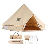 VEVOR Canvas Bell Tent, 4 Seasons 3 m/9.8ft Yurt, Canvas for Camping with Stove Jack,Family Camping Outdoor Hunting Party