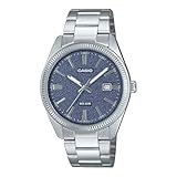 Casio MTP1302DA-2A1V Men's Vintage Classic Stainless Steel Matte Blue Dial Date Analog Watch