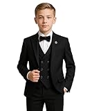 SIRRI Boys Slim Fit Formal Black Suit 5-Piece Set for Prom & Special Occasions Sizes 15 Years UK