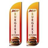 OnPoint Wares Best Burger in Town Flag, Pack of 2, 11.5 ft. x 3 ft., Multicolor, Polyester, Weatherproof, Outdoor Advertising, Ground Stake Mount, Hand Wash Only