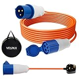 Heavy Duty Caravan Hook Up Cable,10M Extension Lead &0.4M 3 Pin UK Plug,16 Amp Cable 240V Camping Extension Lead,for Campervans & Motorhomes' Everyday Use