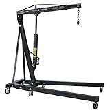 2 Tone Folding Engine Crane Black, Professional Hydraulic 2 Ton Engine Hoist Lift Jack on Wheels with Casters and Foldable Frame, 2000kg Car Stand Lifting Tools 0-72inch Lift Range