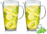 Plastic Jug 2L (2 Pack) Swirl Design Plastic Pitcher Jug with Lid & Vented Spout - Pimms, Summer Juices, Picnics and BBQ Garden Parties - Clear Design