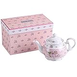 London Boutique Porcelain Teapot Sets Teapot Sugar Bowl and Cream Milk Jug Shabby Chic Vintage Floral in Gift box (Teapot Rose Pink)