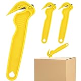 elook Box Cutter, 3PCS Cardboard Cutter, Safety Knife Hook Box Opener Tool - Yellow