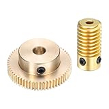 sourcing map Worm Gear Set - 0.5 Module 60:1 Reduction Rate 3mm Hole Dia Gear Shaft and 6mm Hole Dia Gear Wheel 60T Drive Gear Box (Brass)