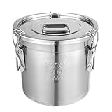 Biusgiyeny 12 L Stainless Steel Storage Box With Lid - Airtight Grain and Cereal Container, Flour Container, Kitchen Bucket