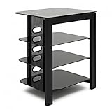 AVCOM HiFi Rack Stand With Tempered Glass 4 Tier, Matt Black
