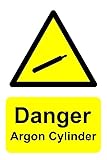 Danger argon cylinder safety sign - 1mm flexible Plastic sign (200mm x 150mm)