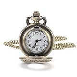 brileze Modern Vintage Pocket Watch with Chain, Quartz Roman Numerals Steampunk Antique Design Men's Pocket Watch Gift for Birthday, Wedding, Anniversary, Valentine's Day, Father's Day