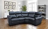 UK Leisure World CORNER RECLINER BLACK SOFA SUITES SETTEE LAZY BOY BLACK FABRIC SEATER ARMCHAIR FAUX LEATHER (Black corner unit)