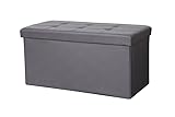 La Maison Large Ottoman Foldaway Storage Blanket Toy Box Bench Faux Leather Practical Bench Blanket Box (Charcoal, 76cm x 38cm)