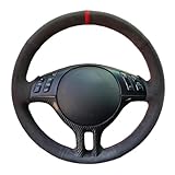 Car Steering Wheel Cover For BMW E39 E46 325i E53 X5 Steering Wheel Cover Customize Soft Suede Leather Interior Accessories Steering Wheel Protector(Blue Thread)