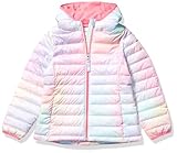 Amazon Essentials Girls' Lightweight Water-Resistant Packable Hooded Puffer Jacket, Pink Ombre, 5 Years