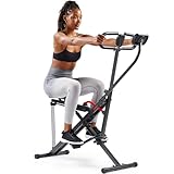 Sunny Health & Fitness Smart Row-N-Ride Squat Machine – Foldable Upright Trainer, Full-Body Workout for Glutes Quads Core, Adjustable Resistance Bands, Bluetooth SunnyFit App Sync, 150 kg Capacity