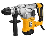 JCB 1500w Rotary Hammer Drill, Powerful 4 Modes Drilling, Hammer, Chiselling and Chisel Adjustment, Multi Position & Anti-Vibration Handle, 3 Year Warranty