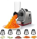 ABsuper Electric Cheese Grater Vegetable Slicer - 250W Electric Rotary Grater Chopper Salad Maker with 4 Stainless Steel Drums for Cucumber, Carrot, Potato, Nuts, Chocolate