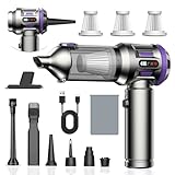 Handheld Vacuum Cleaner, 25000Pa Powerful CarVacuum Cleaner, 4-in-1 Hand Held Vacuum Cordless Mini Vacuum Cleaner Car Hoovers with Multiple Brush Heads for Home, Office, Car, Pet Hair (Purple)