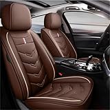 FCHYBDSL Car Seat Covers Full Set 5 Seats Cushion for Volkswagen for VW Beetle PU-Leather Car Seat Cover Front and Rear Seat Protectors Brown
