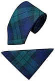 Men's Black Watch Tartan Neck Tie & Hanky Set