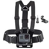 micros2u Action Camera Adjustable Chest Strap Harness Mount with J Hook Adapter. Compatible with Gopro Hero 13 12 11 10 9 8 7 6 5 4 3 / DJI, AKASO, Apeman, Apexcam & Most Action Cameras
