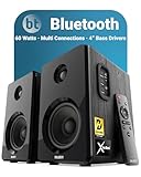 MAJORITY D40 | Active Bluetooth Bookshelf Speakers | Amplified HiFi Speakers with 60W 2.0 Channel 4" Drivers | Powered Studio Loudspeakers with Optical, RCA, USB & AUX Input | Remote Control Included