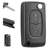 Yuiturt Car Key Fob Replacement, for Peugeot Key Fob Case 206 207 308 407 3008 5008, Citroen C2 C3 C4, 2 Buttons Remote Key Cover, Durable Auto Key Shell Accessory(with Battery Holder)