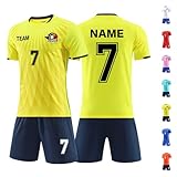 LAIFU Custom Football Kit for Boys Girls Personalised Football Shirt Short Set Men Women Football Jersey Yellow