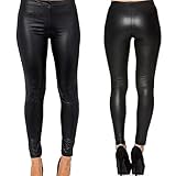 Prime fashions Womens Leggings - Stretchy Full Length Wet PVC Look Leggings - Comfortable Super Soft Stretchy Pants - Sexy Black (m-l)